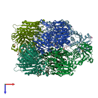 PDB entry 4efd coloured by chain, top view.