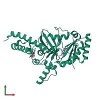 PDB entry 4efe coloured by chain, front view.