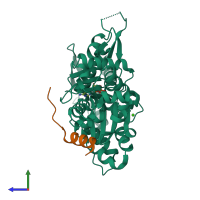 PDB entry 4efh coloured by chain, side view.
