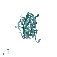 PDB entry 4efo coloured by chain, side view.
