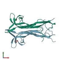 PDB entry 4efv coloured by chain, front view.