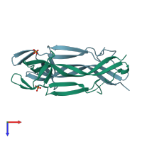 PDB entry 4efv coloured by chain, top view.