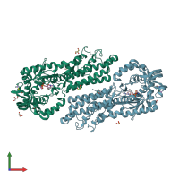 PDB entry 4eg3 coloured by chain, front view.