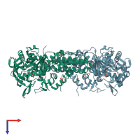 PDB entry 4eg3 coloured by chain, top view.