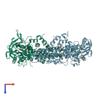 PDB entry 4eg5 coloured by chain, top view.