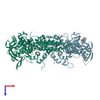 PDB entry 4eg6 coloured by chain, top view.