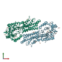 PDB entry 4eg7 coloured by chain, front view.