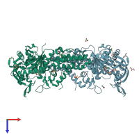 PDB entry 4eg7 coloured by chain, top view.