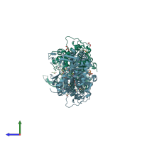 PDB entry 4ega coloured by chain, side view.