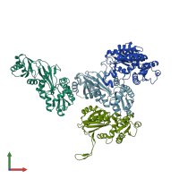 PDB entry 4egq coloured by chain, front view.