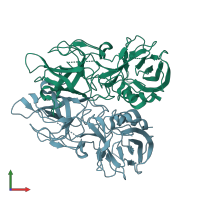 PDB entry 4egt coloured by chain, front view.