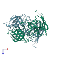 PDB entry 4egt coloured by chain, top view.