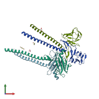 PDB entry 4egx coloured by chain, front view.