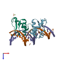 PDB entry 4egy coloured by chain, top view.