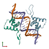 PDB entry 4egz coloured by chain, front view.
