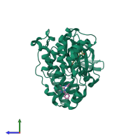 PDB entry 4eh3 coloured by chain, side view.