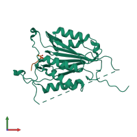 PDB entry 4ehf coloured by chain, front view.