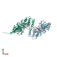 PDB entry 4ehu coloured by chain, front view.