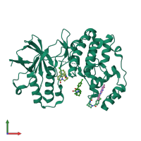 PDB entry 4ehv coloured by chain, front view.