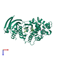 PDB entry 4ehv coloured by chain, top view.