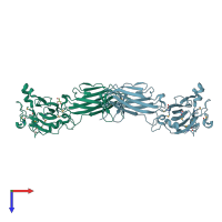 PDB entry 4ei0 coloured by chain, top view.