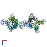 PDB entry 4ei2 coloured by chain, top view.