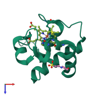 PDB entry 4eid coloured by chain, top view.