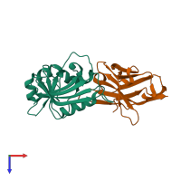 PDB entry 4eig coloured by chain, top view.