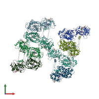 PDB entry 4eil coloured by chain, front view.