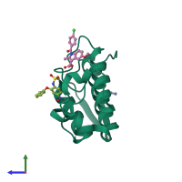 PDB entry 4eix coloured by chain, side view.
