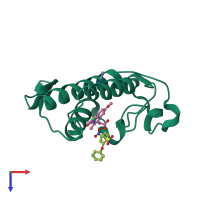 PDB entry 4eix coloured by chain, top view.