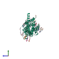 PDB entry 4eiy coloured by chain, side view.