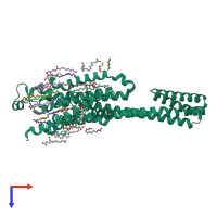PDB entry 4eiy coloured by chain, top view.