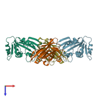PDB entry 4eiz coloured by chain, top view.