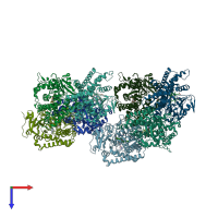 PDB entry 4ejg coloured by chain, top view.