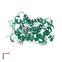 PDB entry 4eji coloured by chain, top view.