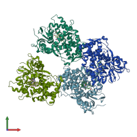 PDB entry 4ejj coloured by chain, front view.