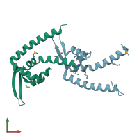 PDB entry 4ejo coloured by chain, front view.