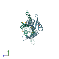 PDB entry 4ejo coloured by chain, side view.