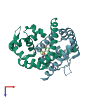 PDB entry 4ejv coloured by chain, top view.