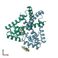 PDB entry 4ejw coloured by chain, front view.
