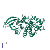 PDB entry 4ek8 coloured by chain, top view.