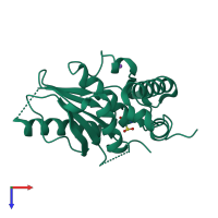 PDB entry 4ekf coloured by chain, top view.