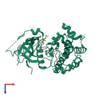 PDB entry 4ekl coloured by chain, top view.