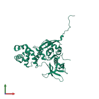 PDB entry 4eku coloured by chain, front view.