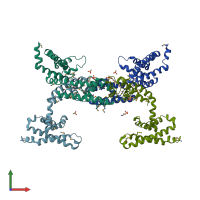 PDB entry 4ekw coloured by chain, front view.