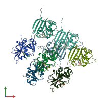 PDB entry 4elf coloured by chain, front view.