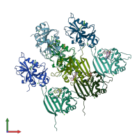 PDB entry 4elh coloured by chain, front view.