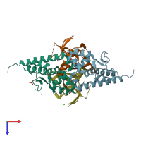 PDB entry 4ely coloured by chain, top view.