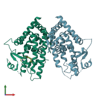 PDB entry 4ema coloured by chain, front view.